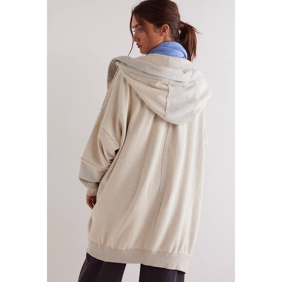 Free People We The Free Carissa Cardi Hoodie Top Oversized longline M NEW 284290 - Picture 3 of 14
